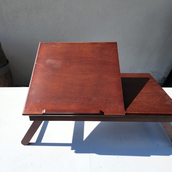 NEW Walnut Winsome Alden Bed Laptop Tray Lap Desk Reading Workstation W/ Drawer - Picture 9 of 16